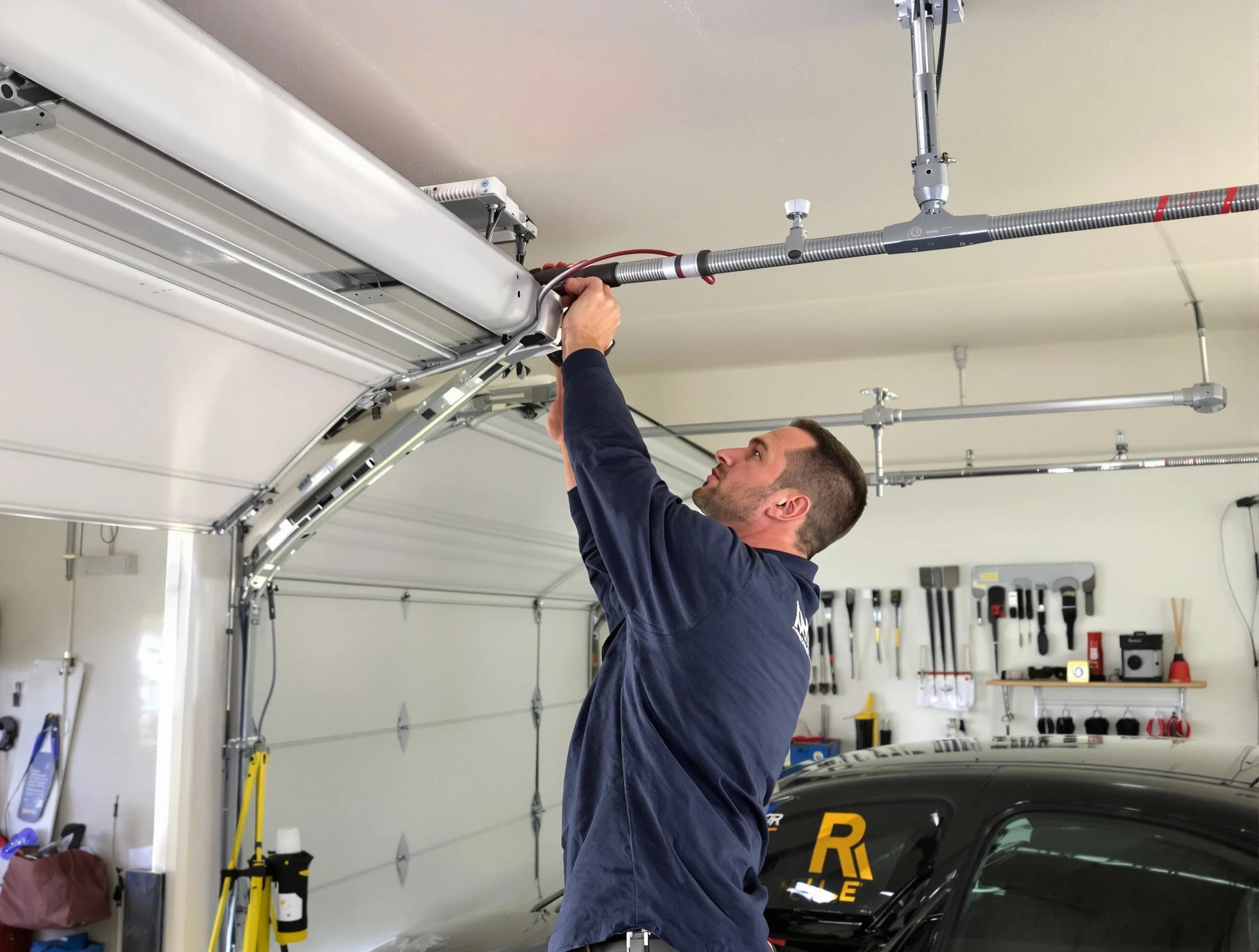 Sandston Garage Door Repair technician performing garage door cable repair in Sandston