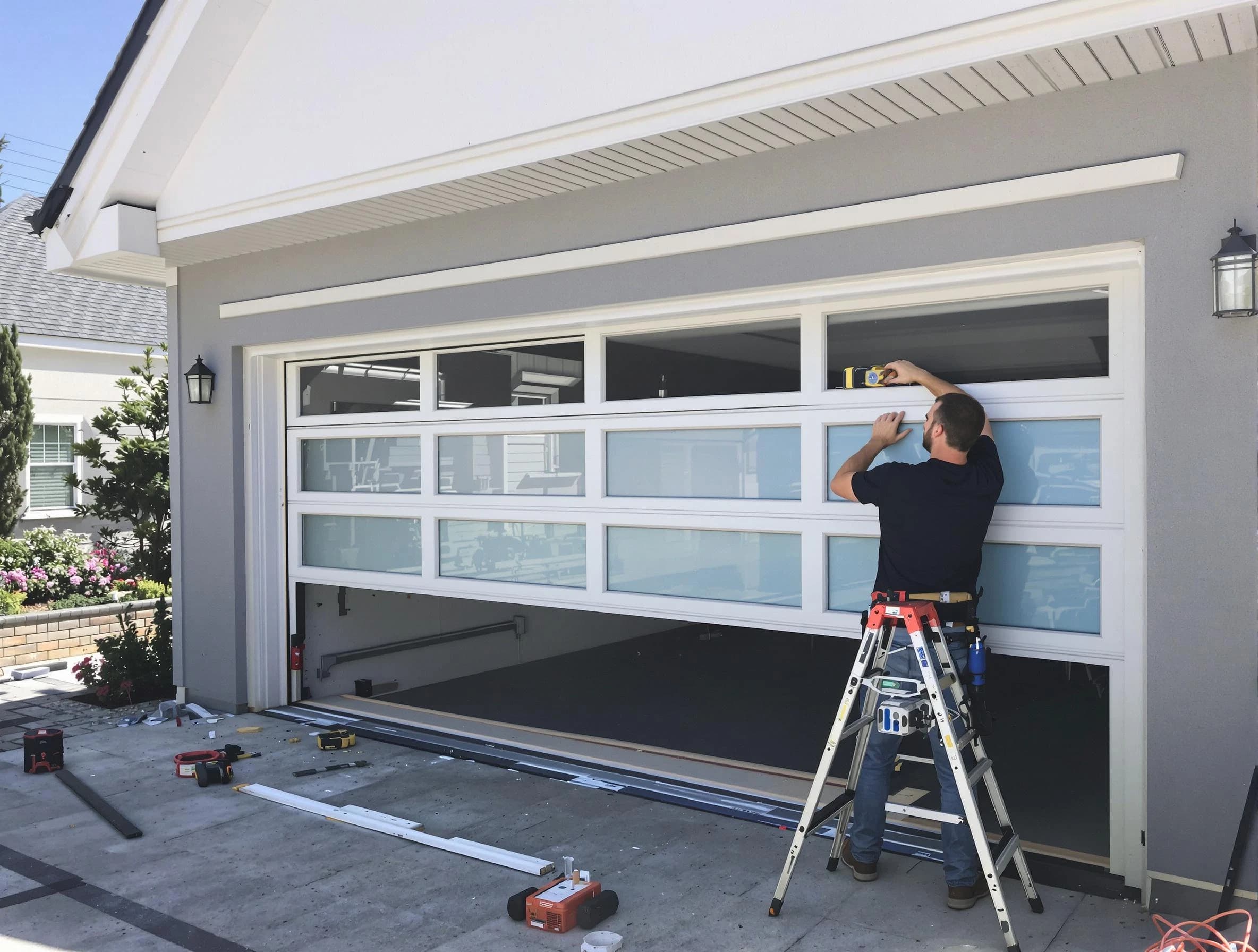 Sandston Garage Door Repair team performing garage door replacement in Sandston