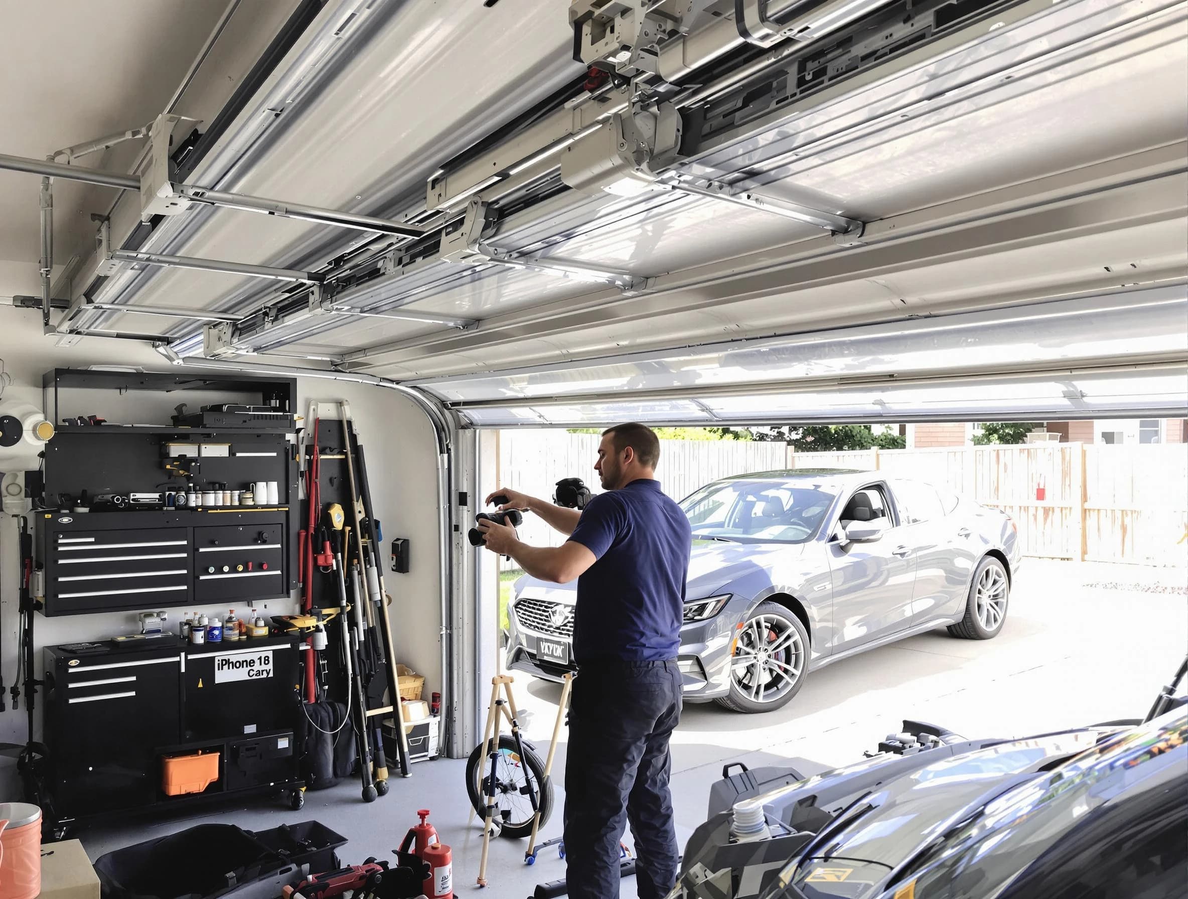 Sandston Garage Door Repair technician fixing noisy garage door in Sandston