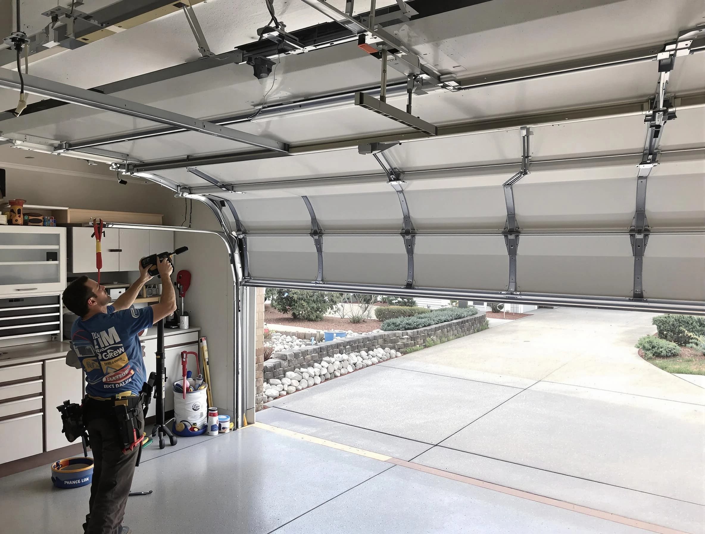 Garage door track repair service by Sandston Garage Door Repair in Sandston