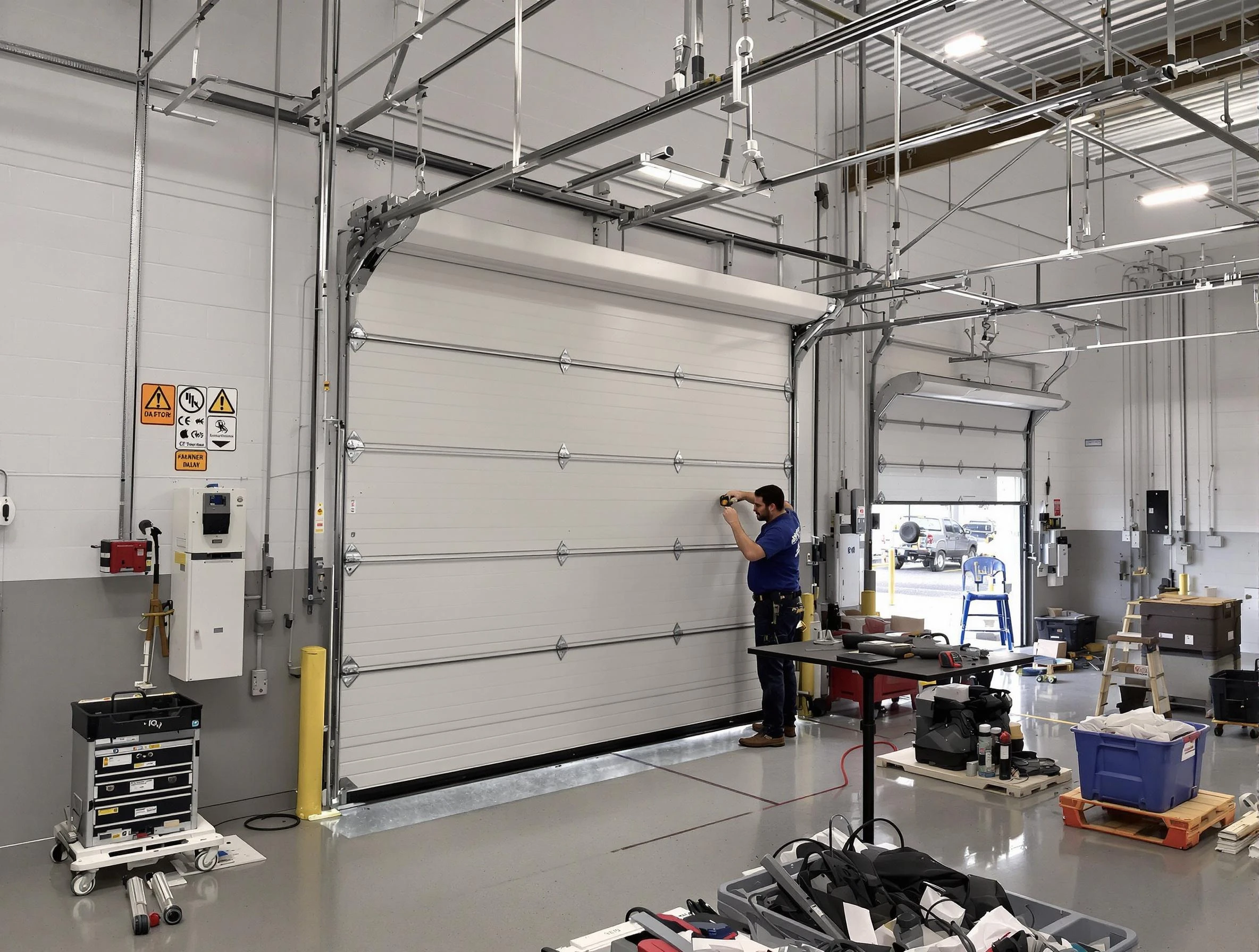 Commercial garage door repair being performed by Sandston Garage Door Repair expert in Sandston