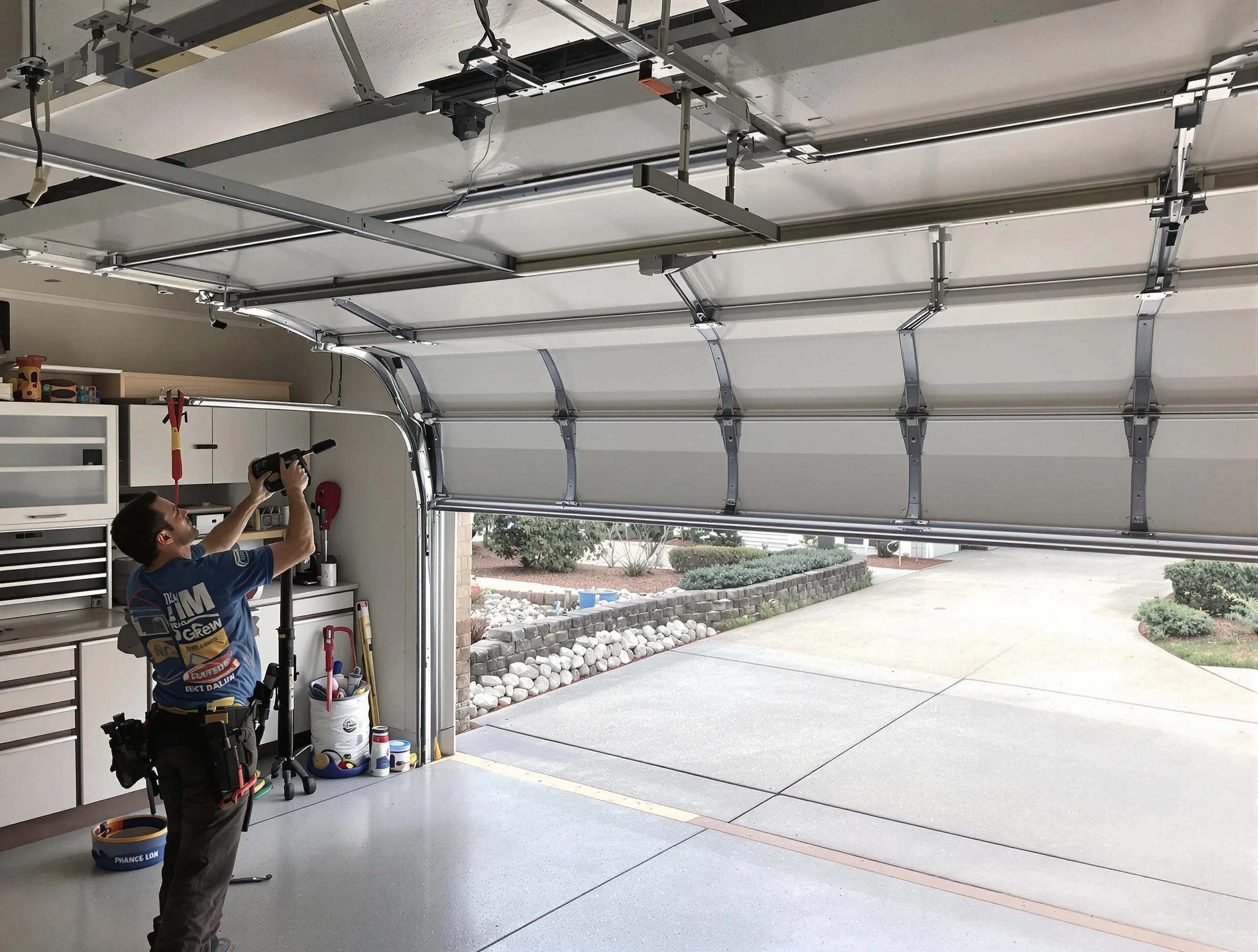 Garage door track repair service by Sandston Garage Door Repair in Sandston